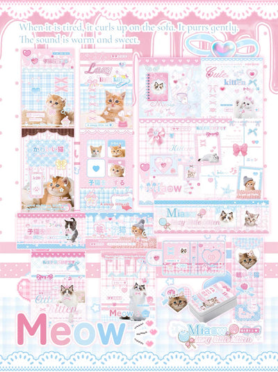 pastel kitten (meow) themed packing set