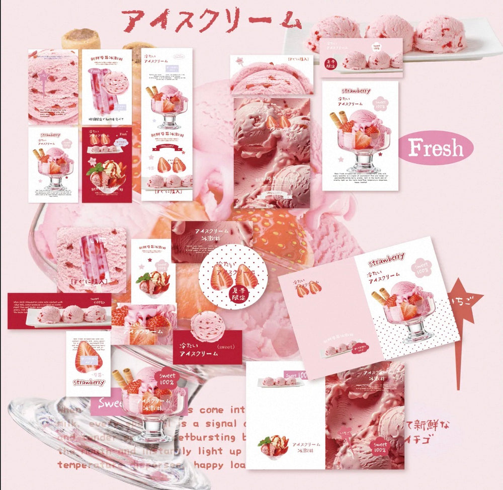 strawberry ice cream themed packing set