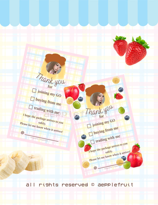 [Canva Template] K-pop mail/BST 'mixed fruits' thank you cards
