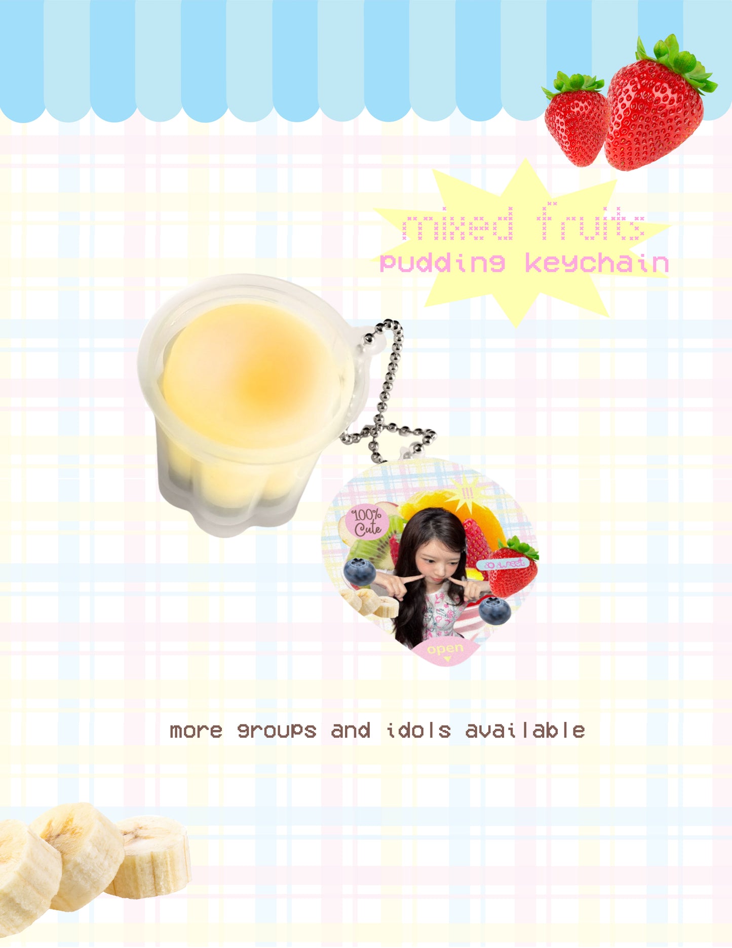 [ACGGOODS] mixed fruits pudding keychains